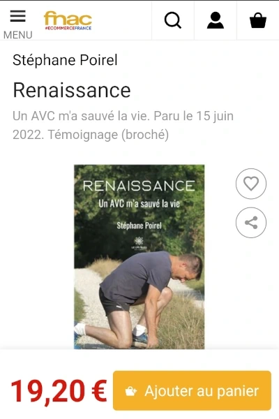 Renaissance, un AVC m'a sauvé la vie : disponible à la FNAC