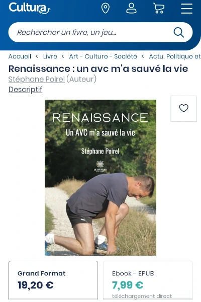 Renaissance, un AVC m'a sauvé la vie : disponible chez Cultura